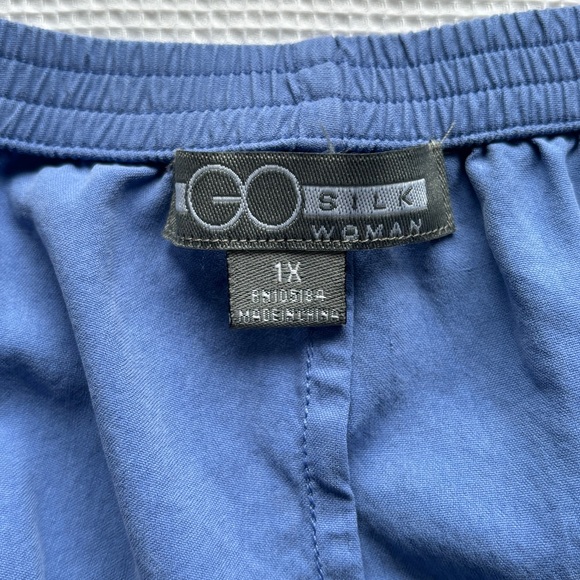 Go Silk washable silk pants women's plus sz 1X blue elastic waist comform relax - Picture 5 of 11